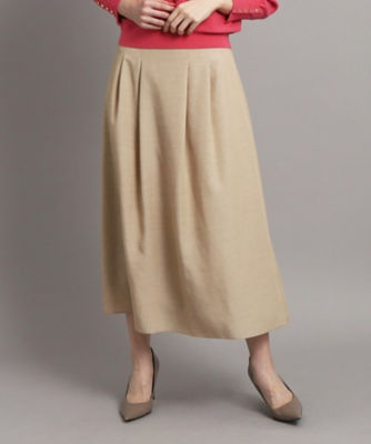 【SALE】女性らしいフレアシルエット ミモレ丈スカート ベージュ050 ロングスカート