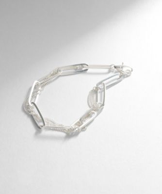 ＜COCOHNIK ONKITSCH (Women)＞シルバー　ミックスチェーン　フラットカーブ　スルー　ブレスレット（２００２２０３３４１）