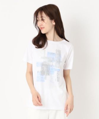 LDKWARE HOBONICHI アイボリー ボートネックTシャツ 幾何学デザインボートネックTシャツ（2002205648