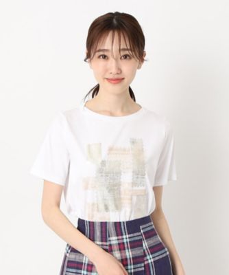 幾何学デザインボートネックTシャツ（2002205648