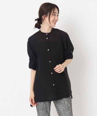＜CORDIER (Women)＞スタンドカラー　シアーチュニックシャツ（２００２２０５６５４）
