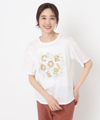 ＜CORDIER (Women)＞花柄プリントロゴＴシャツ（２００２２０５６６６）