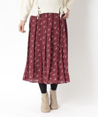 ＜LAURA ASHLEY＞【同柄アイテムあり】フェルソープスプリッグ柄　幅広プリーツスカート（２００２２０９７３４）