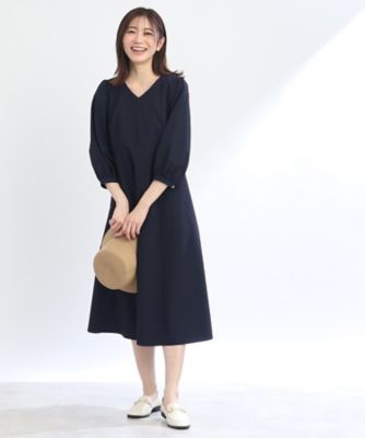 未使用　Vネック サッカー ワンピース 春SALE／接触冷感／洗える】Vネックサッカーワンピース
