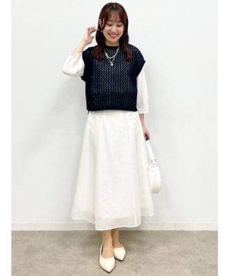 【春ＳＡＬＥ／マシンウォッシュ可能】シアー＆シャイニーフレアスカート（２００２２１０４３０）