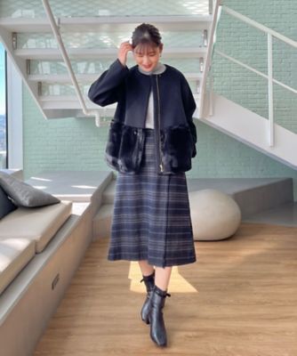 couture broochフェイクファー切替コート セール】【軽くて柔らか・通勤にも】フェイクファー切替コート