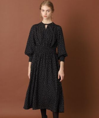 ＜DRESSTERIOR (Women)＞ウエストシャーリングドットプリントワンピース（２００２２１５６５２）