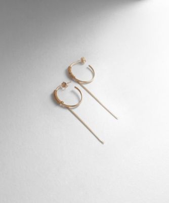＜COCOSHNIK (Women)＞Ｋ１０中空フープラップチェーン　スタッドピアス（２００２２１６０６０）
