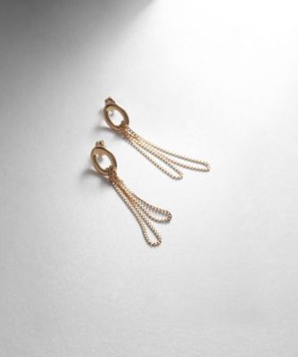 ＜COCOSHNIK (Women)＞Ｋ１０中空オーバルフックチェーン　スタッドピアス（２００２２１６０６５）