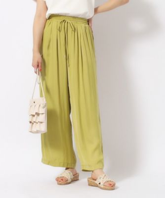 M－LL／選べる着丈】すっきりキレイ見え サテンワイドパンツ  