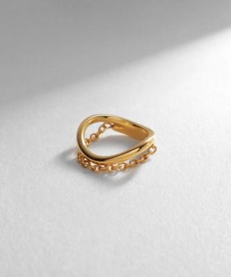 ＜COCOHNIK ONKITSCH (Women)＞シルバー　ドレープチェーン　カーブリング　ＧＰ（２００２２２０３９７）