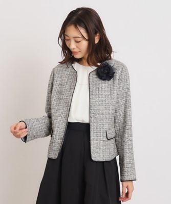 ＜GROVE (Women)＞ハレの日に頼れる端正パイピングツイードジャケット（２００２２２０４１２）