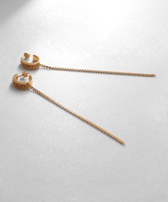 ＜COCOHNIK ONKITSCH (Women)＞シルバー　ハンギング　カーブチェーンピアス　ＧＰ（２００２２２０６５３）