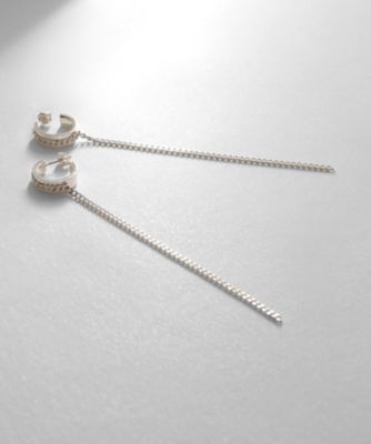 ＜COCOHNIK ONKITSCH (Women)＞シルバー　ハンギング　カーブチェーンピアス（２００２２２０６５４）