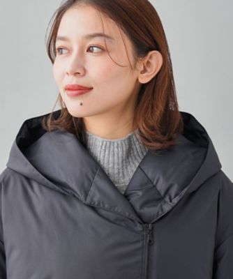 ◇【ゆったり羽織れる／はっ水／洗える】タフタ ミドル丈ダウン