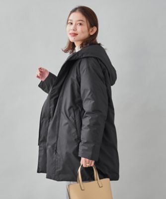 ◇【ゆったり羽織れる／はっ水／洗える】タフタ ミドル丈ダウン