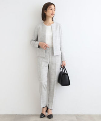 定番スーツ】ノーカラーツィードジャケット（2002225403  