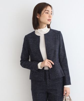 定番スーツ】ノーカラーツィードジャケット（2002225403  