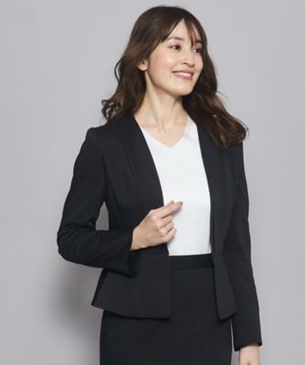 【洗える／日本製／通勤／セットアップ可】３６０°美しい、華やかシルエットのカラーレスジャケット（２００２２３７３２２）
