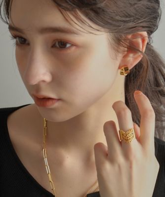 シルバー フォールディングピアス オーバーラップ GP 
