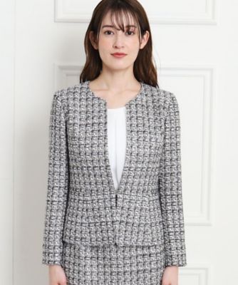 【日本製／セレモニー／ファンシーツィード】ハレの日からオフスタイルまで！上品に華やぐジャケット（２００２２３９２００）