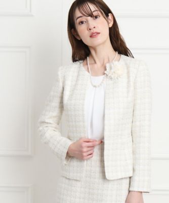 【日本製／セレモニー／ファンシーツィード】ハレの日からオフスタイルまで！上品に華やぐジャケット（２００２２３９２００）