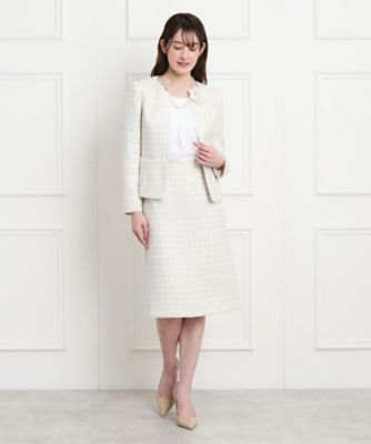 【日本製／セレモニー／ファンシーツィード】ハレの日からオフスタイルまで！上品に華やぐジャケット（２００２２３９２００）