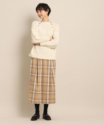 【洗える】起毛チェックウエストタックスカート（ＸＳ～Ｌ）（２００２２３９２９９）