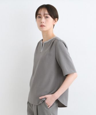 ＜三越伊勢丹/公式＞ INDIVI (Women)/インディヴィ ウール調キーネックブラウス グレー012 トップス【三越伊勢丹/公式】