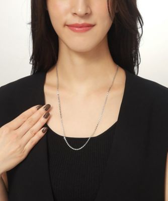 プラチナ　ダブルフラワークロス　ネックレス（６０ｃｍ）（２００２２４２５５５）