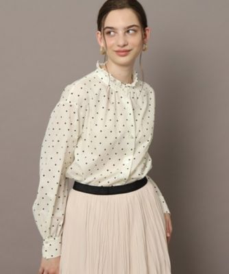 ＜三越伊勢丹/公式＞ DRESSTERIOR (Women)/ドレステリア スタンドフリルカラードットブラウス シロ103 トップス【三越伊勢丹/公式】