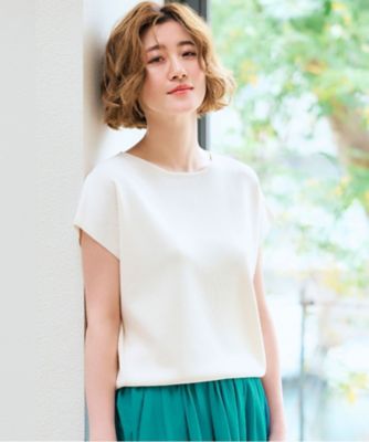 ＜GROVE (Women)＞【夏に嬉しい機能付き】やわらかドライタッチフレンチスリーブニット（２００２２４３３９７）