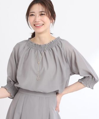 ＜Reflect (Women)＞【ＳＡＬＥ／接触冷感／洗える／セットアップ可能】シャーリングシアーブラウス（２００２２４３９２７）