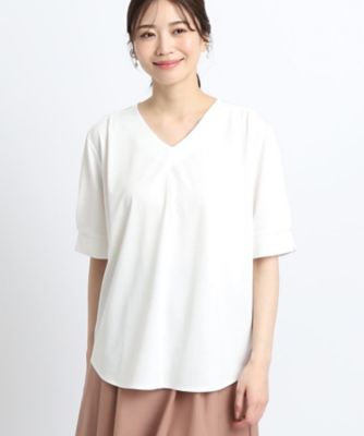 【ＳＡＬＥ／マシンウォッシュ可能／ＵＶカット／接触冷感】五分袖Ｖネックプルオーバー（２００２２４３９２８）
