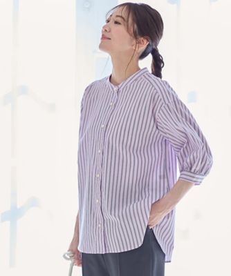 【ＳＡＬＥ／着痩せ効果有！／接触冷感／洗える】リラクシーストライプシャツ（２００２２４３９２９）