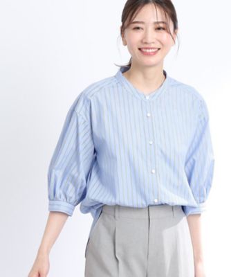 【ＳＡＬＥ／着痩せ効果有！／接触冷感／洗える】リラクシーストライプシャツ（２００２２４３９２９）