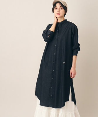 洗える】6OZバンドカラーシャツワンピース（XS～L 