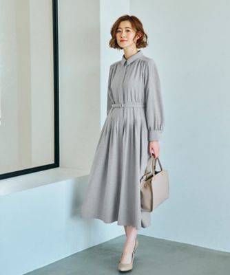 ＜GROVE (Women)＞上品シルエットがすぐ叶うウエストタックシャツワンピース（２００２２４４５７５）