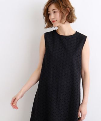 45rpmレースワンピ シースルーレース刺繍 ネックビジューショートスレンダー長袖