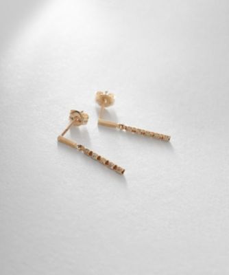 ＜COCOSHNIK (Women)＞Ｋ１０ダイヤモンド　レクタングル　ピアス（２００２２４４６３７）