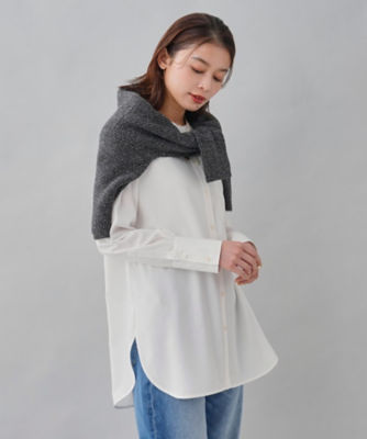 ＜UNTITLED L (Women/大きいサイズ)＞【着回しトップス／洗える】シフォン　バンドカラーシャツ（２００２２４５５４１）