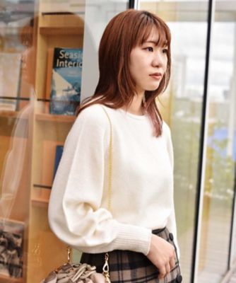 ＜UNTITLED L (Women/大きいサイズ)＞【追加／洗える】シルク＆カシミヤ混　ボートネックニット（２００２２４５５８１）
