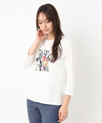 モダンフラワープリントＴシャツ（２００２２４５８５２）