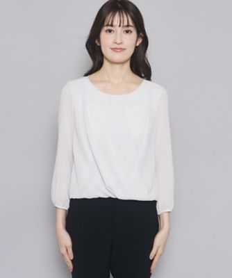 リムーブギツネのツイードコート女の白いドレープブラウス
