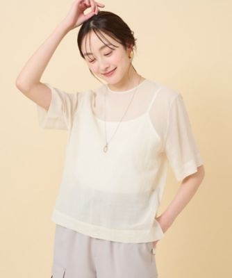 ＜UNTITLED L (Women/大きいサイズ)＞【旬トップス／洗える】コットンシアーＴブラウス（２００２２５５０７７）