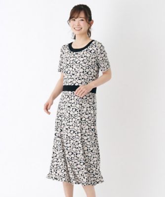 【ＷＥＢ限定／ジャージ素材／同柄アイテムあり】シャドウ　フローラル柄　ワンピース（２００２２５６１３４）