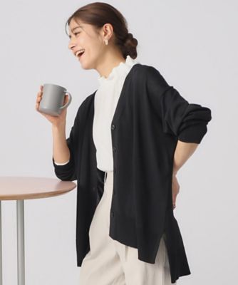 2025新商品 PLUS OTO.HA. 白（ニットポンチョ ウォッシャブルポンチョニット ジャケット・アウター