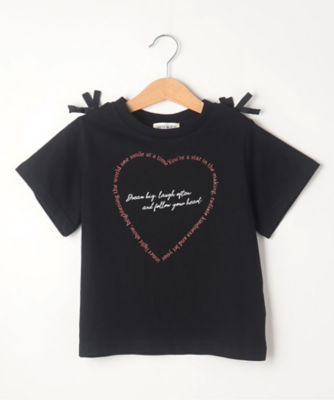 ＜SHOO･LA･RUE(Baby&Kids)＞【１１０－１４０ｃｍ】肩開きリボン使いＴシャツ（２００２２５６８５８）