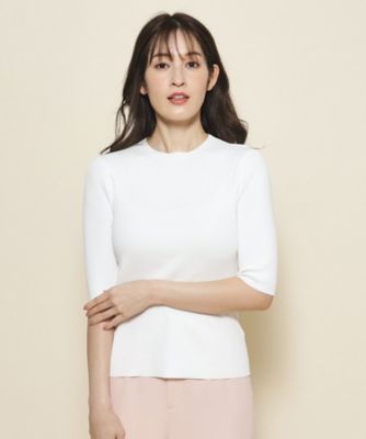 hyke V neck ニット HYKE グレー ニット 五分袖 洗える／5分袖