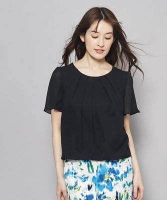 COUP DE CHANCE (Women)/クードシャンス【洗える/日本製】フロントタック半袖デザインブラウス(2002258097) クロ019 トップス【三越伊勢丹/公式】